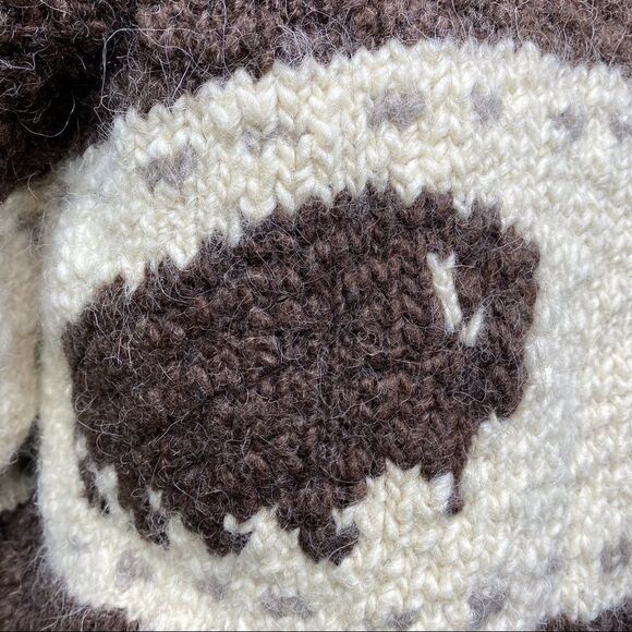 Polo Ralph Lauren Vtg Handknit Cowichan Inspired Buffalo Zip Cardigan Sweater - Picture 15 of 16